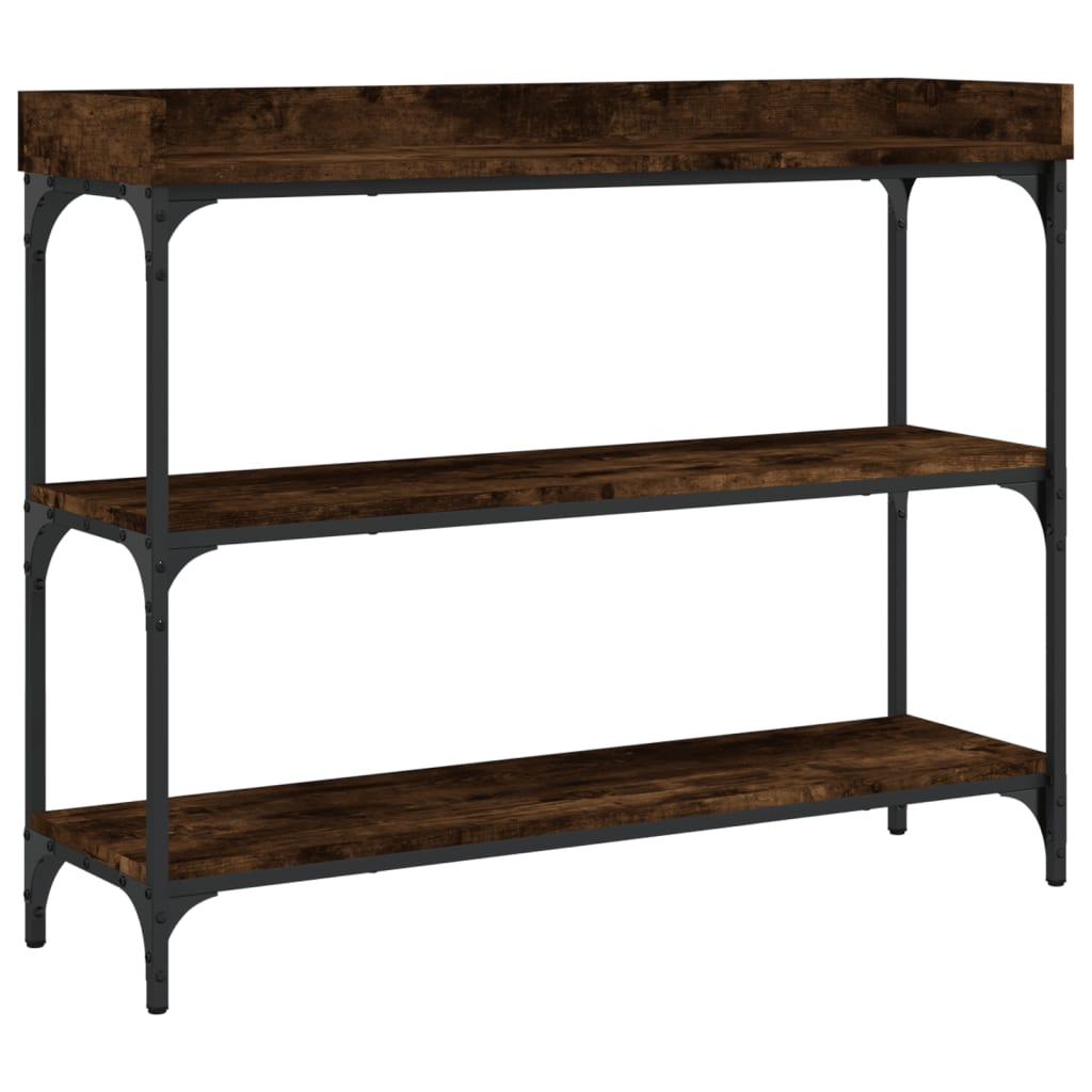 Tavolino Consolle con Ripiani Rovere Fumo 100x30x80 cm - homemem39