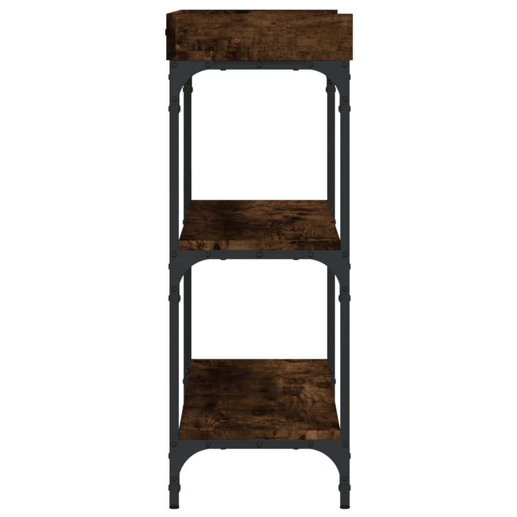 Tavolino Consolle con Ripiani Rovere Fumo 100x30x80 cm - homemem39