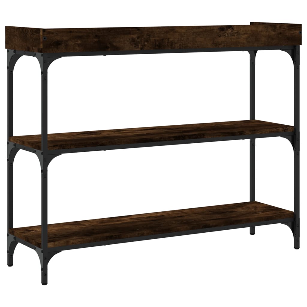 Tavolino Consolle con Ripiani Rovere Fumo 100x30x80 cm - homemem39