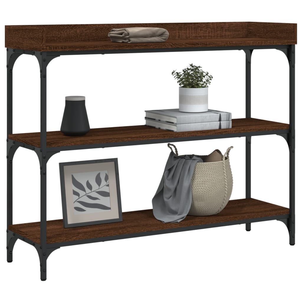 Tavolino Consolle con Ripiani Rovere Marrone 100x30x80 cm | homemem39
