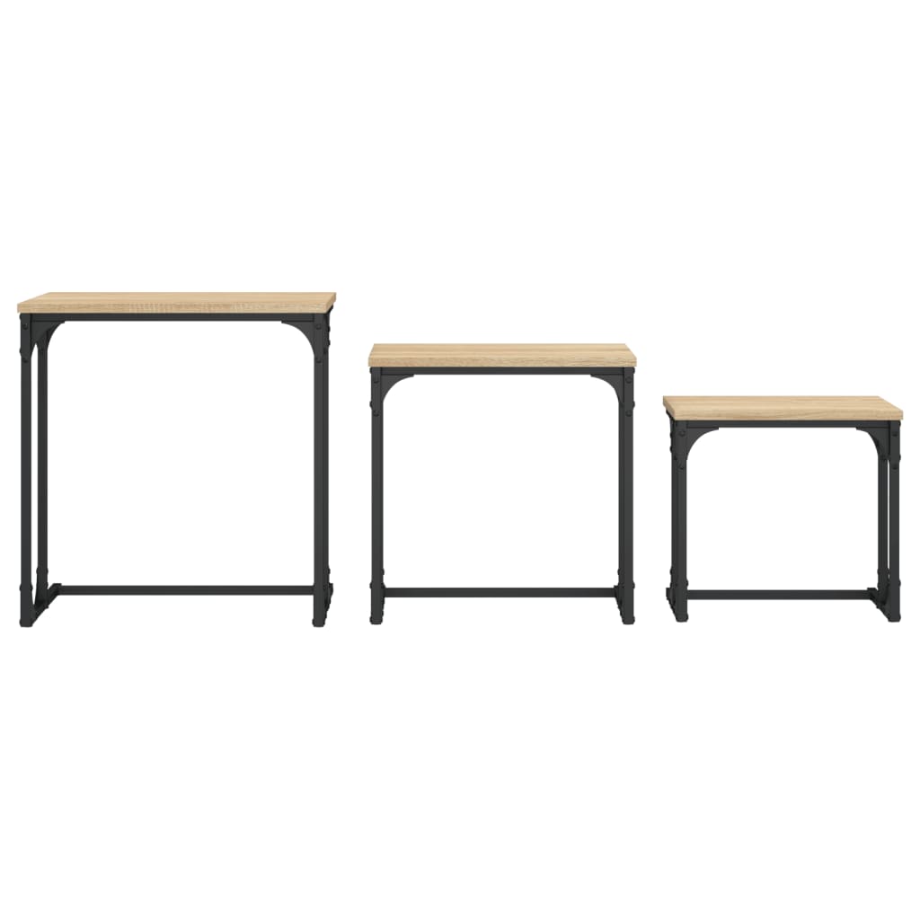 Tavolini Impilabili 3 pz Rovere Sonoma in Legno Multistrato | homemem39