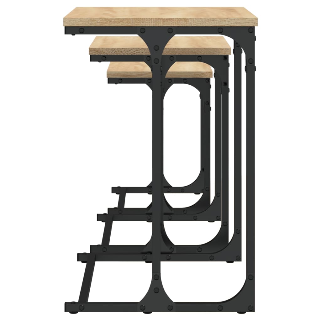 Tavolini Impilabili 3 pz Rovere Sonoma in Legno Multistrato | homemem39