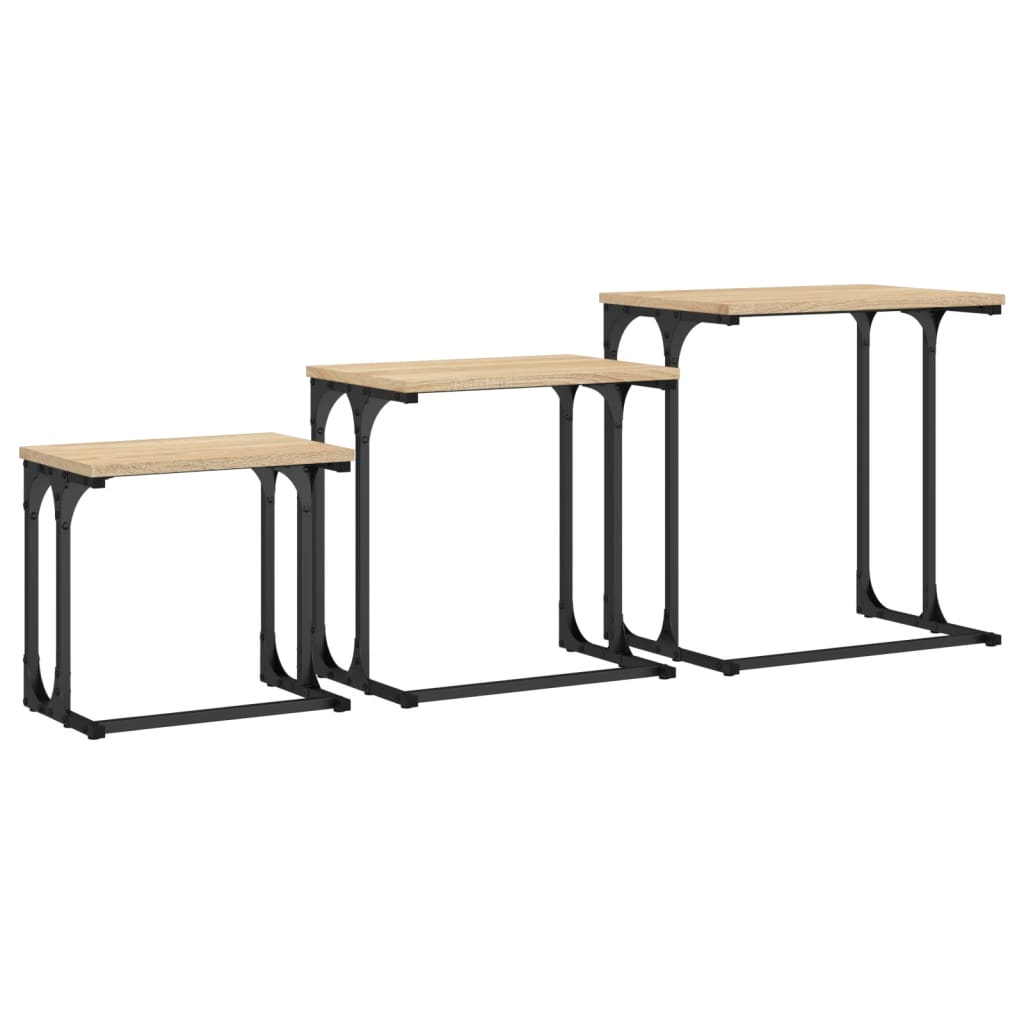 Tavolini Impilabili 3 pz Rovere Sonoma in Legno Multistrato | homemem39