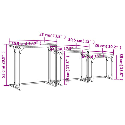 Tavolini Impilabili 3 pz Rovere Sonoma in Legno Multistrato | homemem39