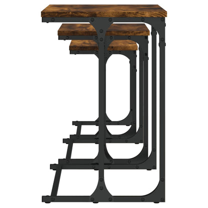 Tavolini Impilabili 3 pz Rovere Fumo in Legno Multistrato | homemem39