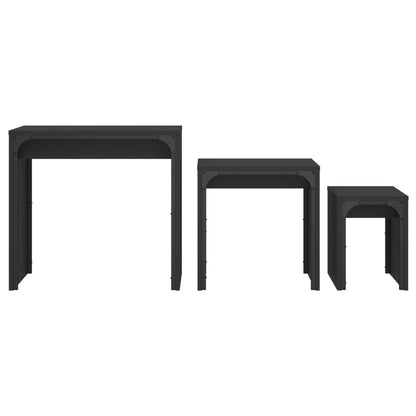 Tavolini Impilabili 3 pz Neri in Legno Multistrato | homemem39