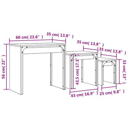 Tavolini Impilabili 3 pz Neri in Legno Multistrato | homemem39