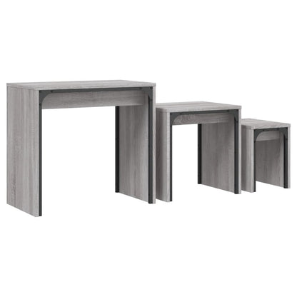 Tavolini Salotto Impilabili 3pz Grigio Sonoma Legno Multistrato | homemem39