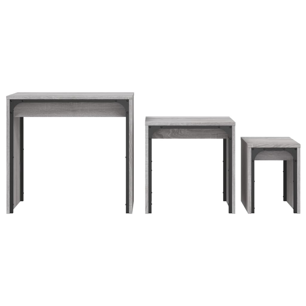 Tavolini Salotto Impilabili 3pz Grigio Sonoma Legno Multistrato | homemem39