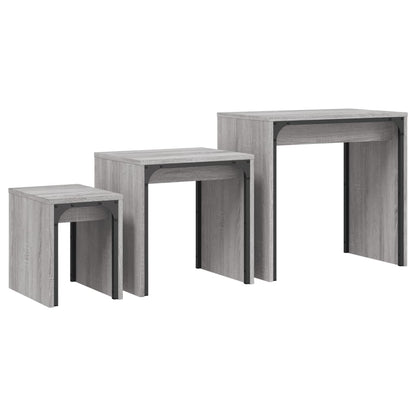 Tavolini Salotto Impilabili 3pz Grigio Sonoma Legno Multistrato | homemem39