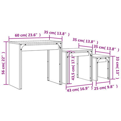 Tavolini Salotto Impilabili 3pz Grigio Sonoma Legno Multistrato | homemem39
