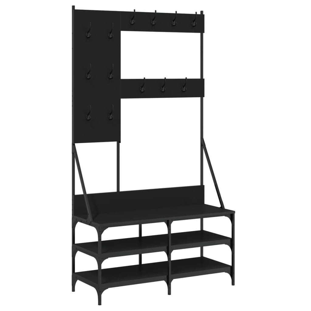 Appendiabiti con Porta Scarpe Nero 100x40x184 cm - homemem39