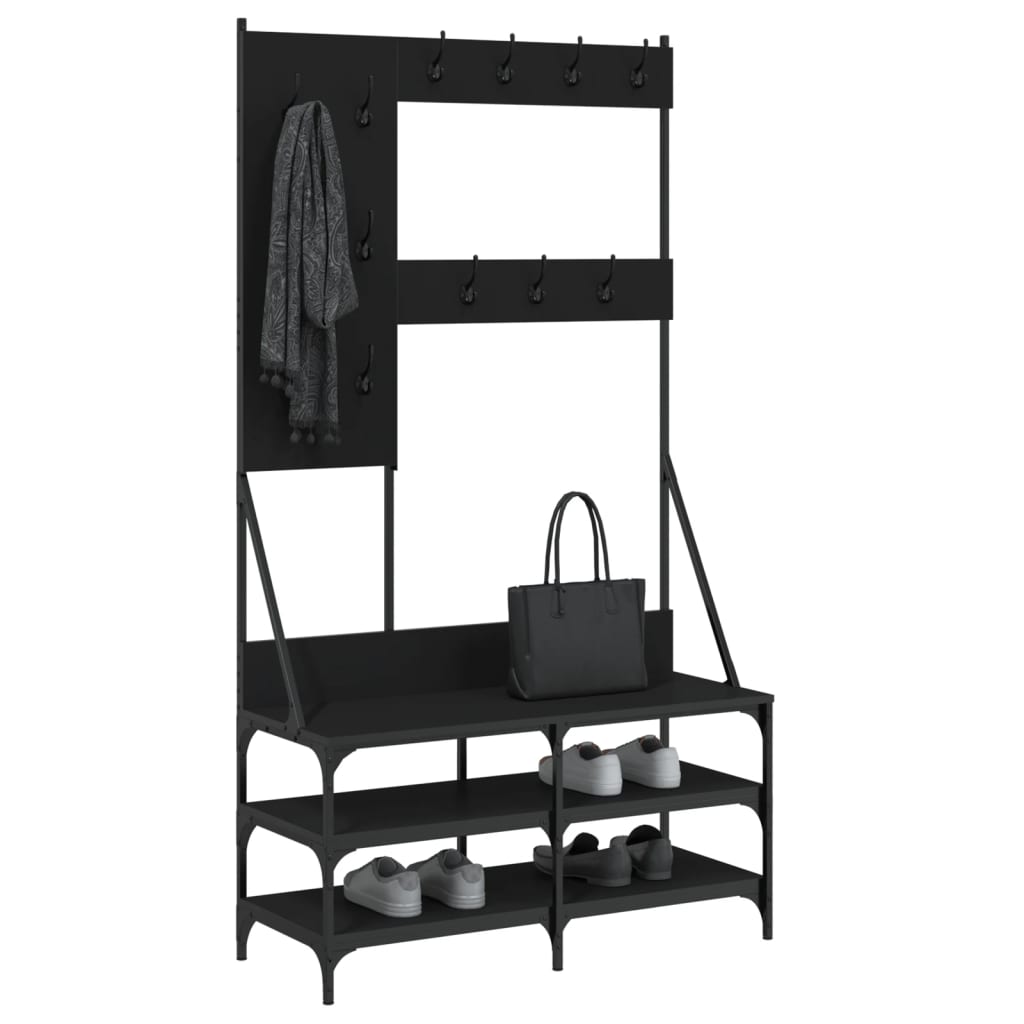 Appendiabiti con Porta Scarpe Nero 100x40x184 cm - homemem39