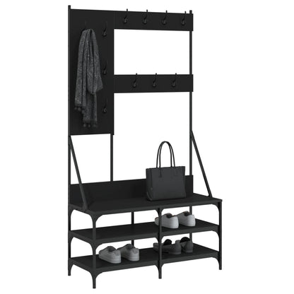 Appendiabiti con Porta Scarpe Nero 100x40x184 cm - homemem39