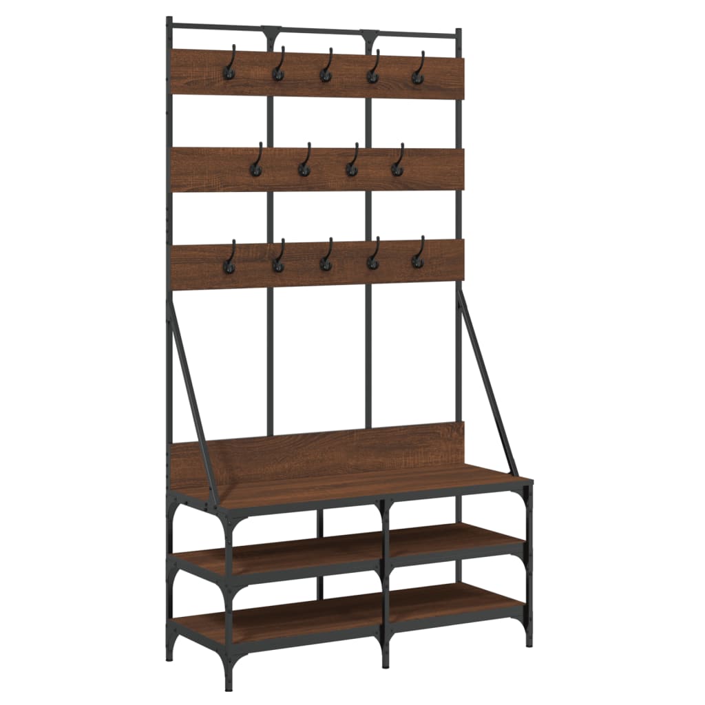 Appendiabiti con Porta Scarpe Rovere Marrone 100x40x184 cm | homemem39