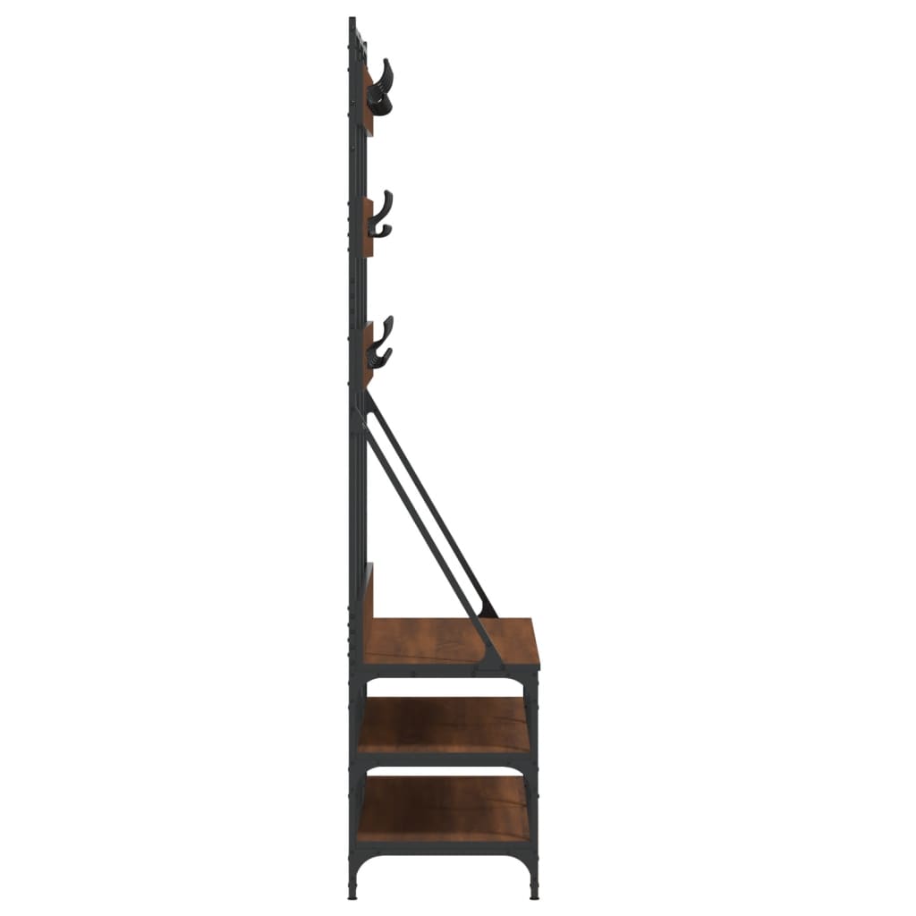 Appendiabiti con Porta Scarpe Rovere Marrone 100x40x184 cm | homemem39