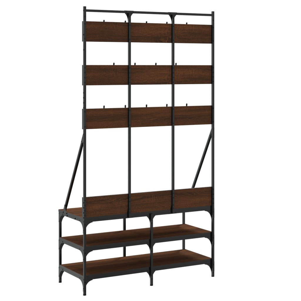Appendiabiti con Porta Scarpe Rovere Marrone 100x40x184 cm | homemem39