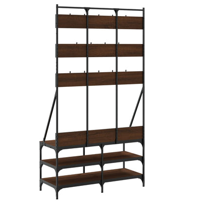 Appendiabiti con Porta Scarpe Rovere Marrone 100x40x184 cm | homemem39