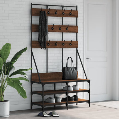 Appendiabiti con Porta Scarpe Rovere Marrone 100x40x184 cm | homemem39
