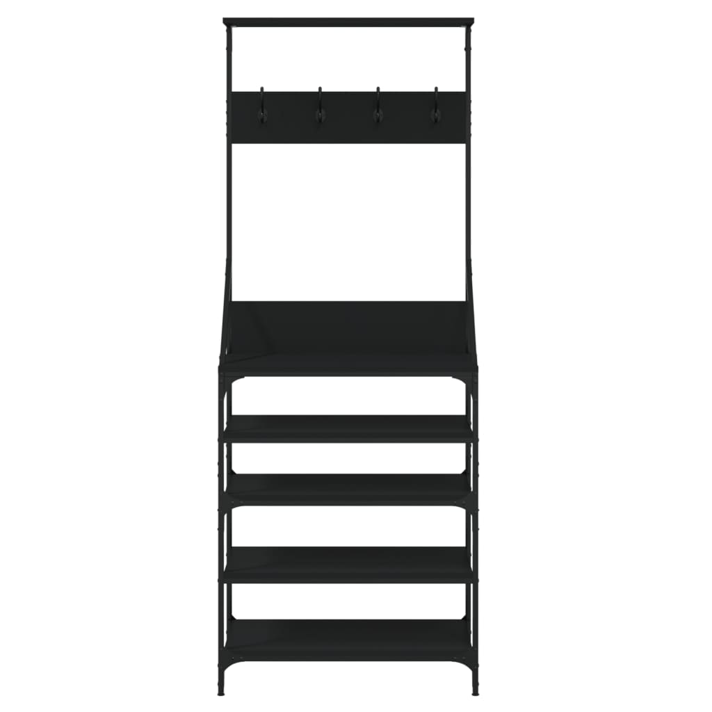 Appendiabiti con Porta Scarpe Nero 70x34x184 cm