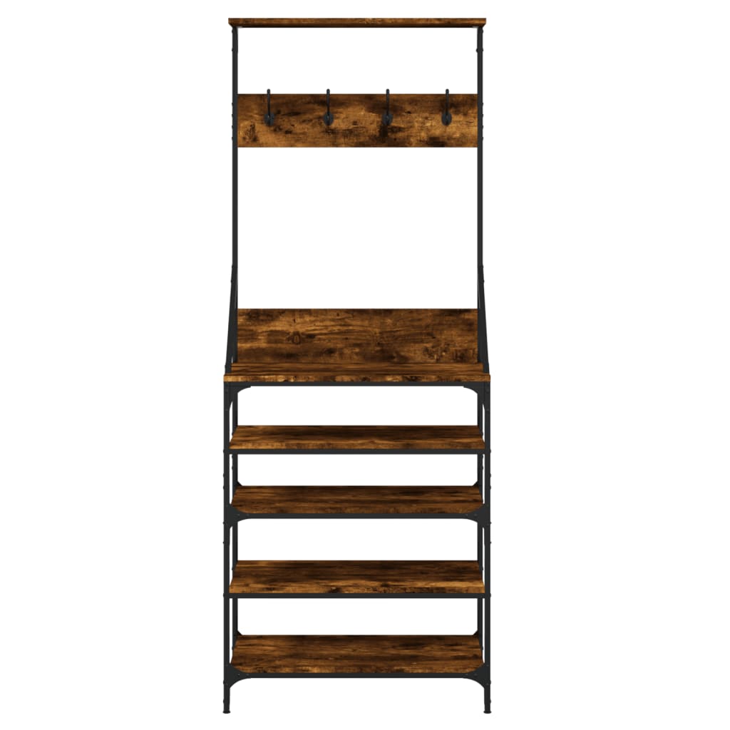 Appendiabiti con Porta Scarpe Rovere Fumo 70x34x184 cm