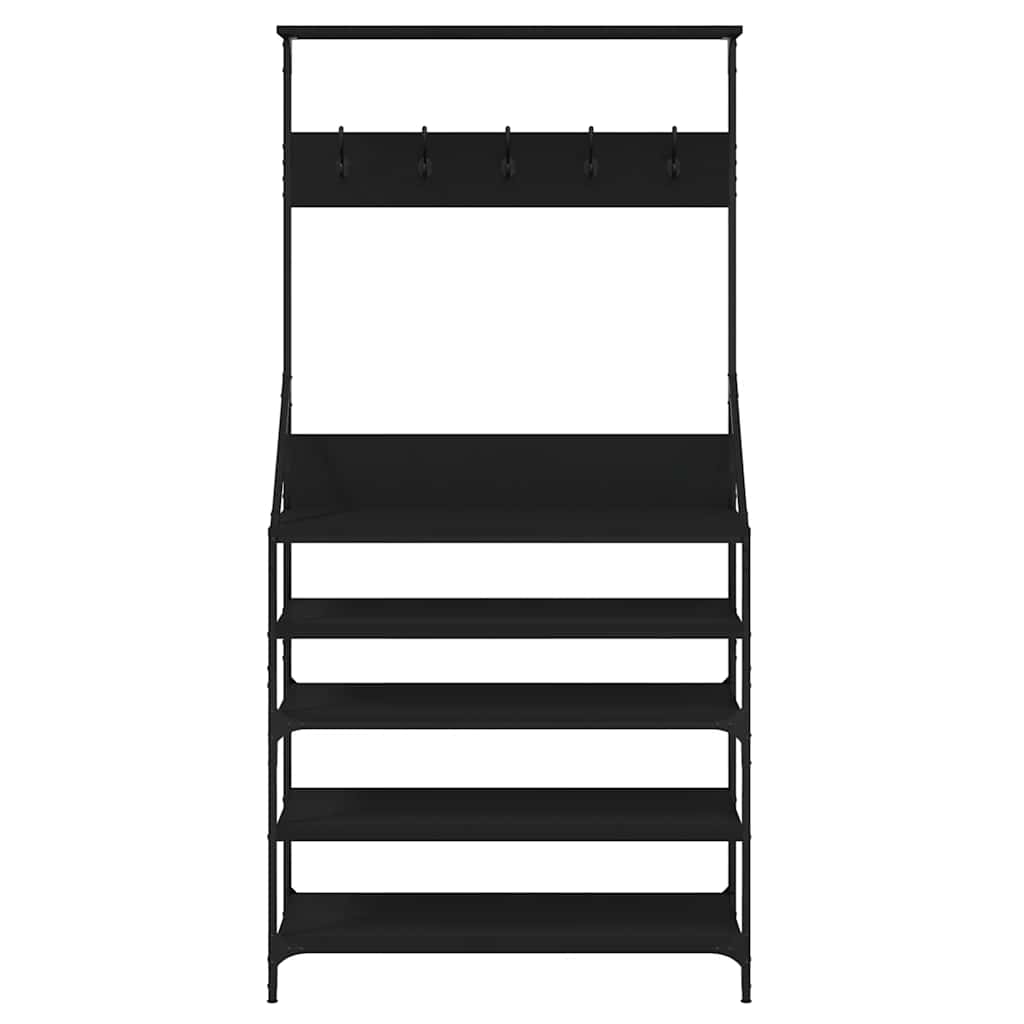 Appendiabiti con Porta Scarpe Nero 90x34x184 cm
