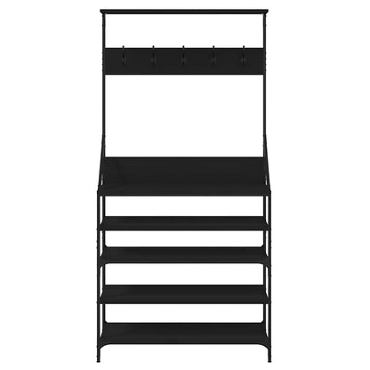 Appendiabiti con Porta Scarpe Nero 90x34x184 cm