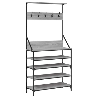 Appendiabiti con Porta Scarpe Grigio Sonoma 90x34x184 cm