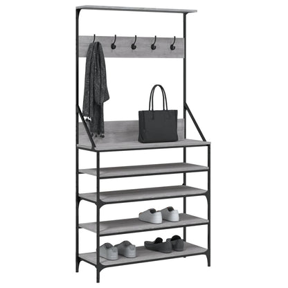 Appendiabiti con Porta Scarpe Grigio Sonoma 90x34x184 cm - homemem39