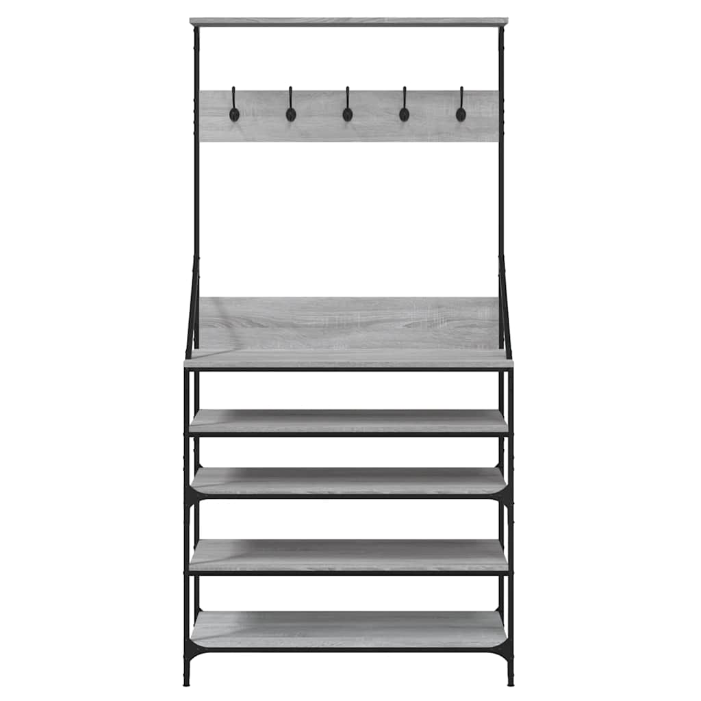 Appendiabiti con Porta Scarpe Grigio Sonoma 90x34x184 cm