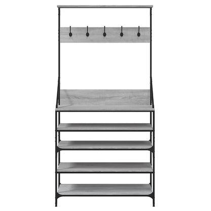 Appendiabiti con Porta Scarpe Grigio Sonoma 90x34x184 cm