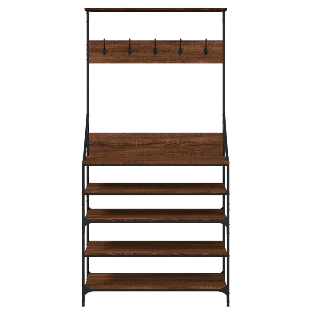 Appendiabiti con Porta Scarpe Rovere Marrone 90x34x184 cm