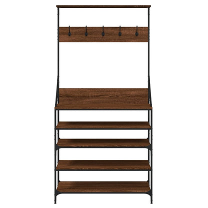 Appendiabiti con Porta Scarpe Rovere Marrone 90x34x184 cm