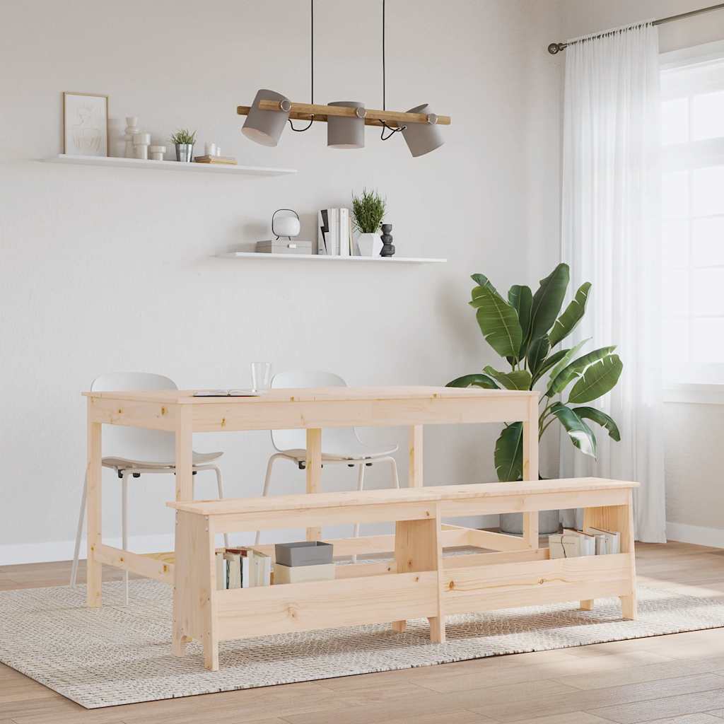 Panca da ingresso 160x28x45 cm in legno massello di pino | homemem39