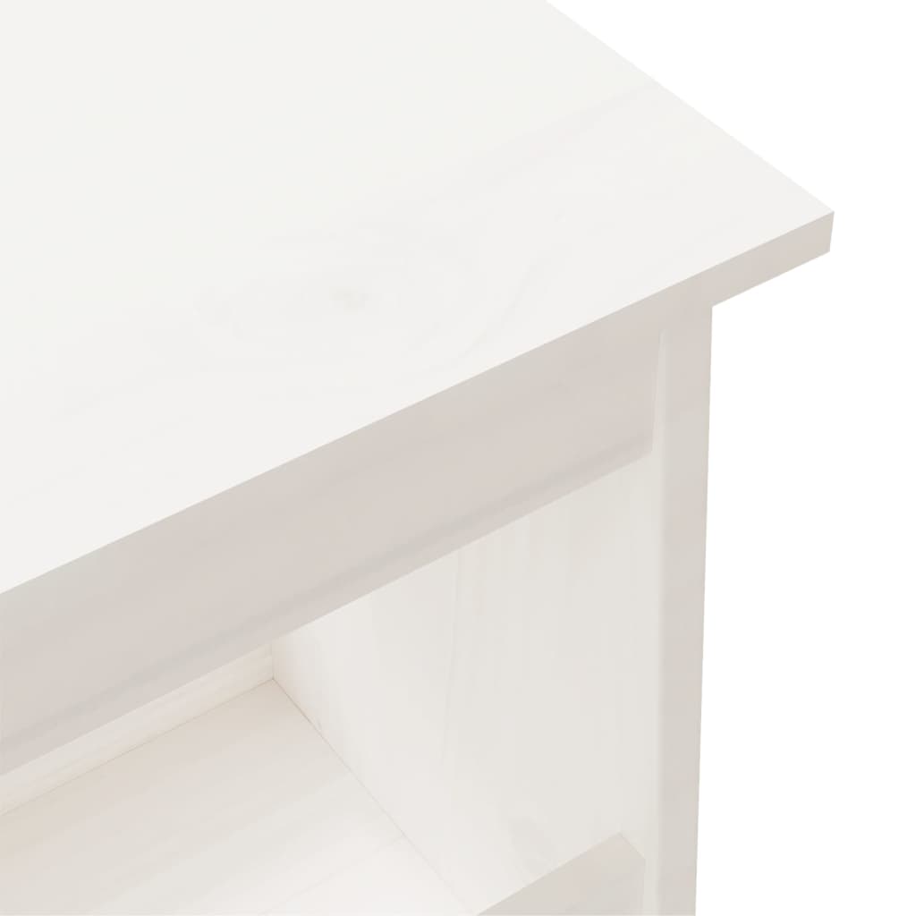Panca da Ingresso Bianca 160x28x45 cm in Legno Massello di Pino | homemem39