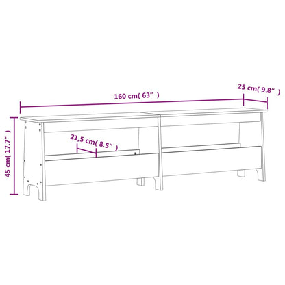 Panca da Ingresso Bianca 160x28x45 cm in Legno Massello di Pino | homemem39
