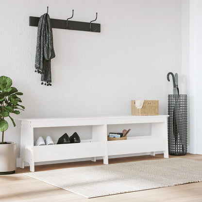 Panca da Ingresso Bianca 160x28x45 cm in Legno Massello di Pino | homemem39