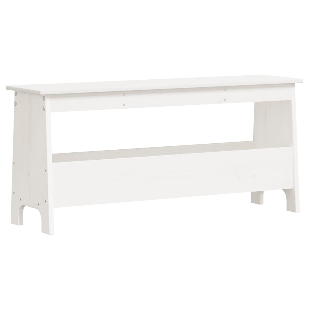 Panca da ingresso bianca 100x28x45 cm in legno massello di pino | homemem39