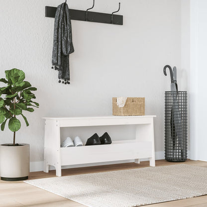 Panca da ingresso bianca 100x28x45 cm in legno massello di pino | homemem39