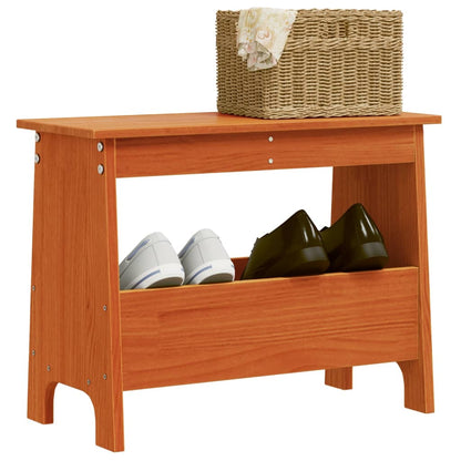 Panca da Ingresso Marrone Cera 60x28x45 cm Legno Massello Pino - homemem39