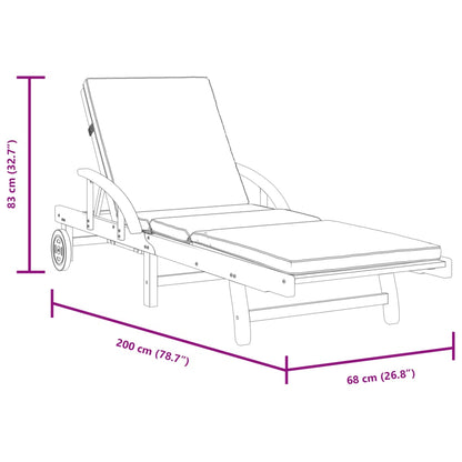 Sunbeds 2 pcs with Cushions 200x68x83 cm Solid Acacia Wood