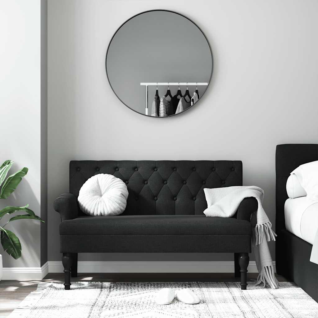 Panca con Schienale Nera 120x62x75,5 cm in Tessuto - homemem39