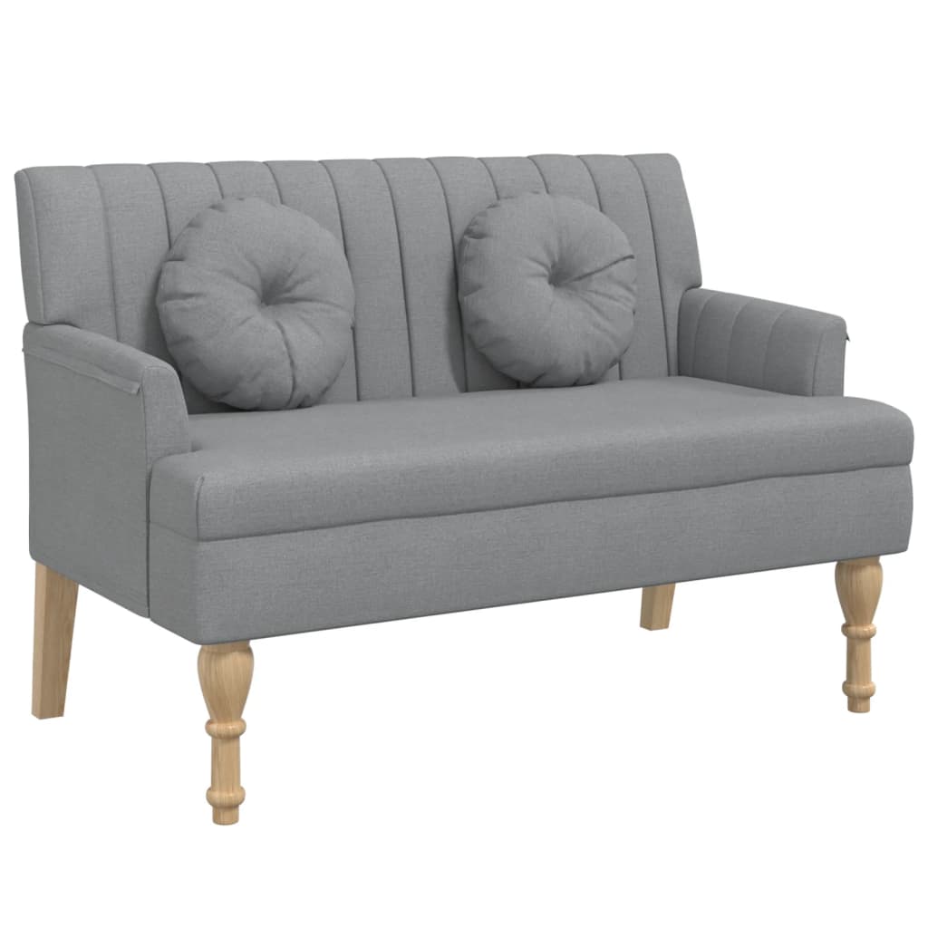 Panca con Cuscini Grigio Chiaro 113x64,5x75,5 cm in Tessuto - homemem39