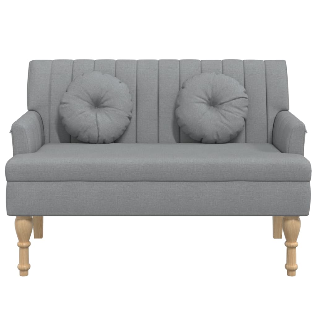 Panca con Cuscini Grigio Chiaro 113x64,5x75,5 cm in Tessuto - homemem39