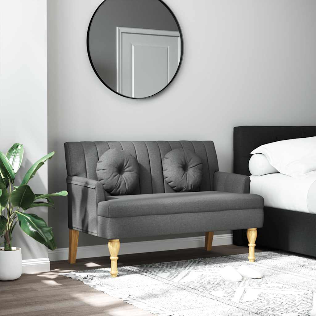 Panca con Cuscini Grigio Scuro 113x64,5x75,5 cm in Tessuto - homemem39