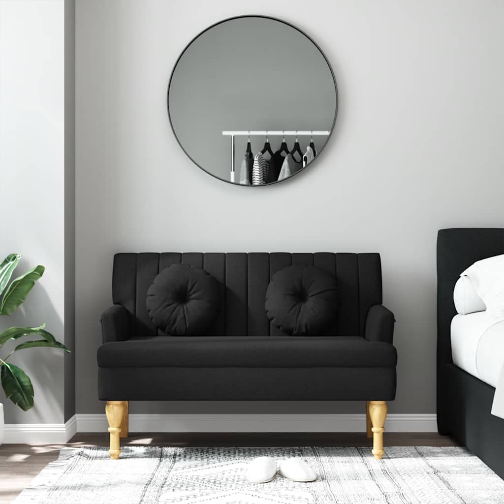 Panca con Cuscini Nera 113x64,5x75,5 cm in Tessuto - homemem39