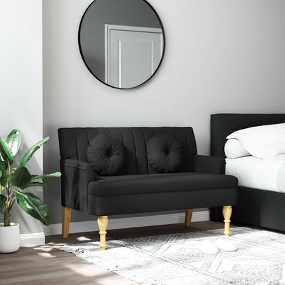 Panca con Cuscini Nera 113x64,5x75,5 cm in Tessuto - homemem39