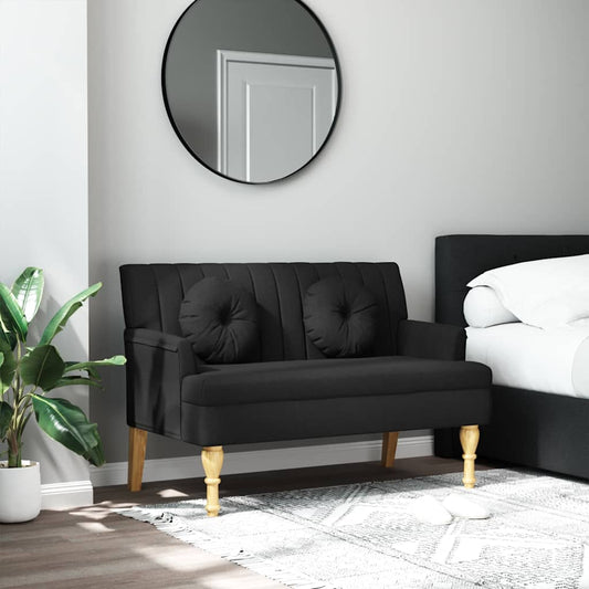 Panca con Cuscini Nera 113x64,5x75,5 cm in Tessuto - homemem39