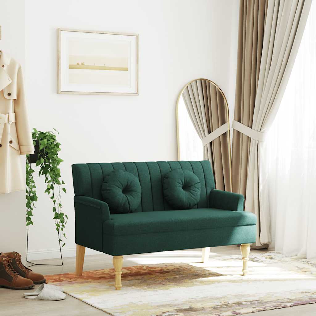 Panca con Cuscini Verde Scuro 113x64,5x75,5 cm in Tessuto - homemem39