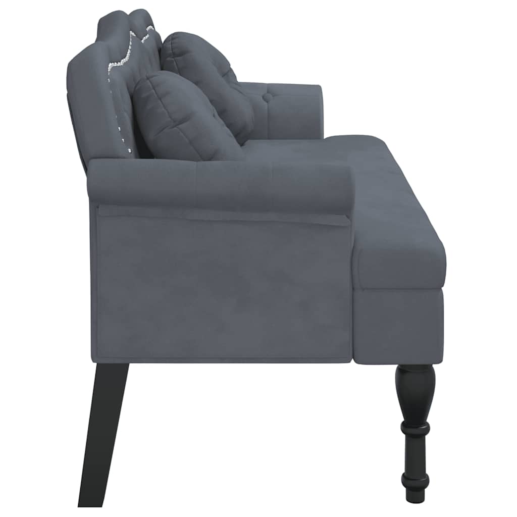 Panca con Cuscini Grigio Scuro 120,5x65x75 cm in Velluto - homemem39